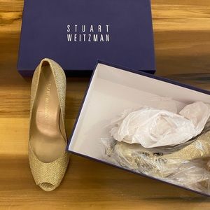 NWT Stuart Weitzman Annamimic Gold Noir size 7 Heels
